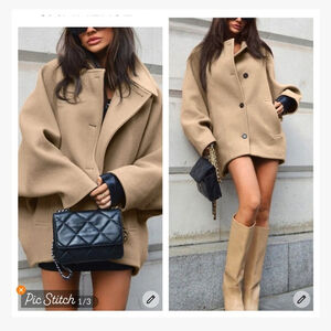 Women's Commense Beige Pea Coat M